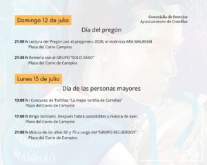 Fiestas del Santo Cristo del Amparo 2026 en Comillas