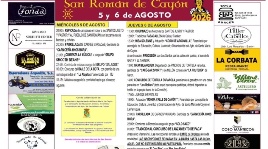 Fiestas de San Justo y Pastor en San Román de Cayón 2026