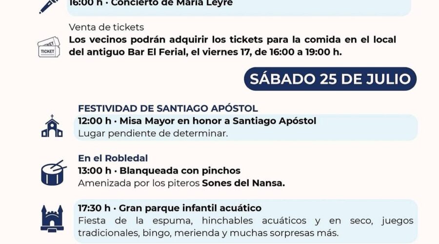 Fiestas Virgen del Carmen y Santiago Apóstol en Orejo 2026