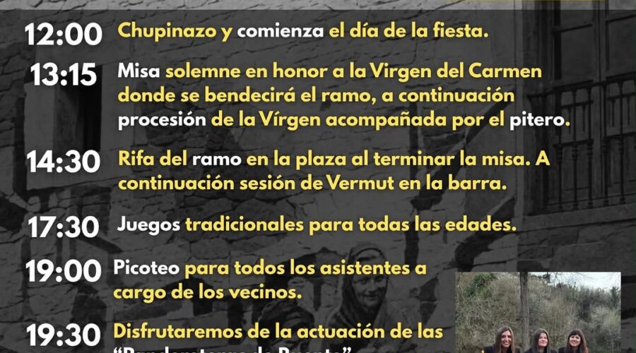 Fiestas del Carmen 2026 en Cicera, Peñarrubia