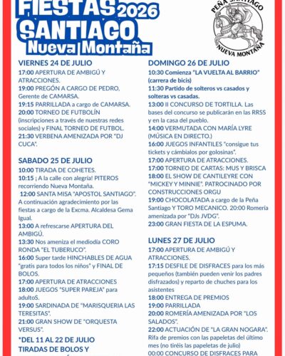 Fiestas Santiago Nueva Montaña en Santander, 2026