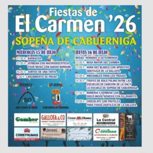 Fiestas de El Carmen 2026 en Sopeña de Cabuérniga