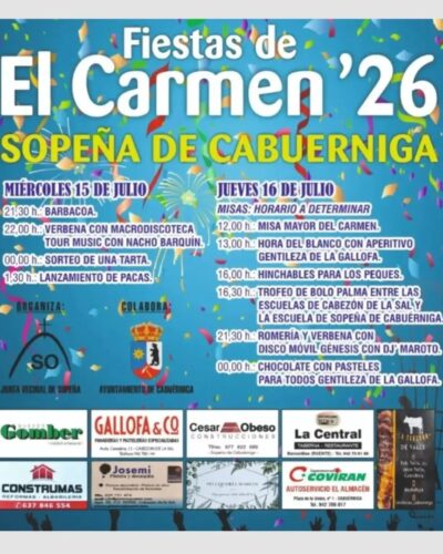 Fiestas de El Carmen 2026 en Sopeña de Cabuérniga