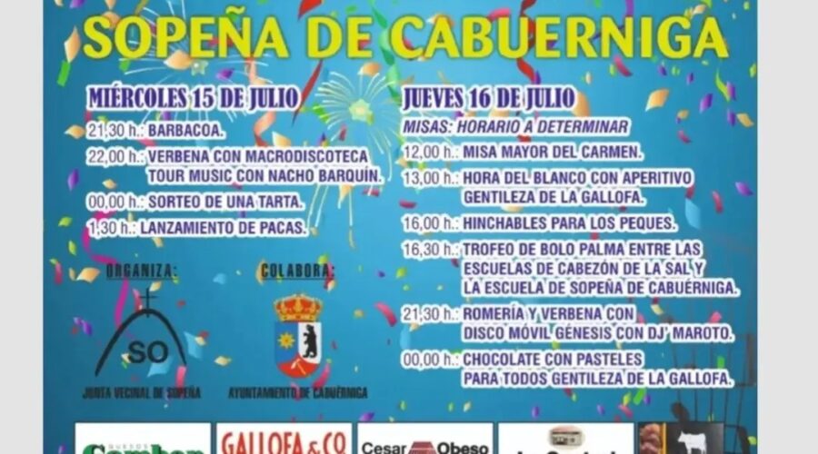 Fiestas de El Carmen 2026 en Sopeña de Cabuérniga