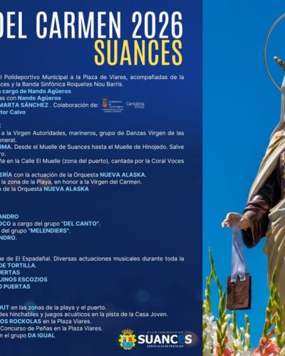 Fiestas del Carmen 2026 en Suances con Marta Sánchez y Mojinos Escozíos