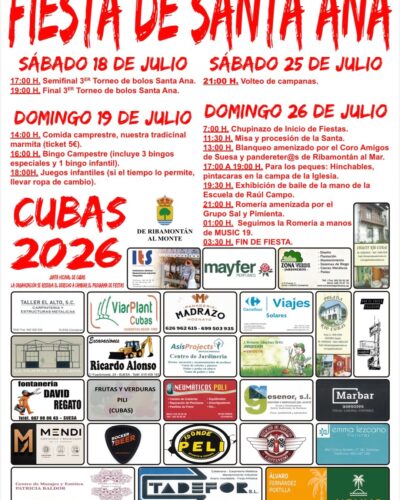 Fiestas de Santa Ana 2026 en Cubas