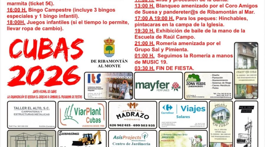 Fiestas de Santa Ana 2026 en Cubas