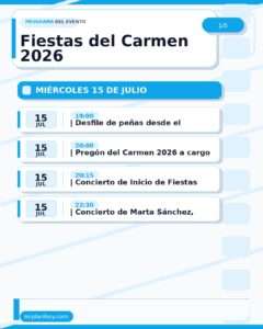 Fiestas del Carmen 2026 en Suances con Marta Sánchez y Mojinos Escozíos