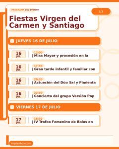 Fiestas Virgen del Carmen y Santiago Apóstol en Orejo 2026