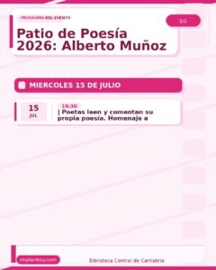 Patio de Poesía 2026: Alberto Muñoz y Patricia Fernández