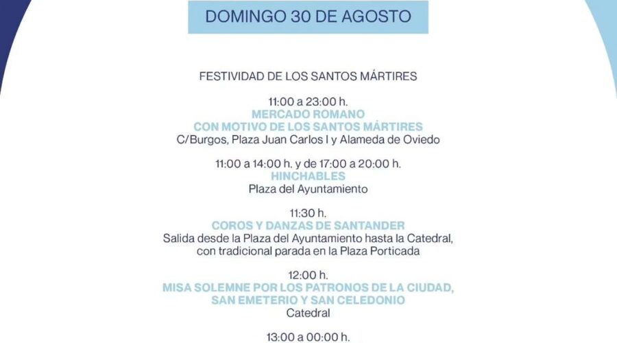 Semanuca 2026: Fiestas de los Santos Mártires en Santander (25-30 agosto) – Programa completo