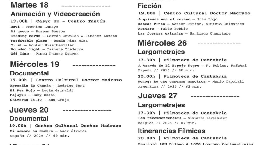 Festival Internacional de Cine de Santander 2026 en La Fábrica