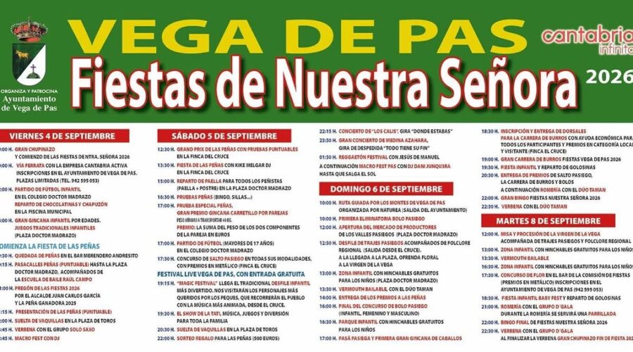 Fiestas de Nuestra Señora 2026 en Vega de Pas