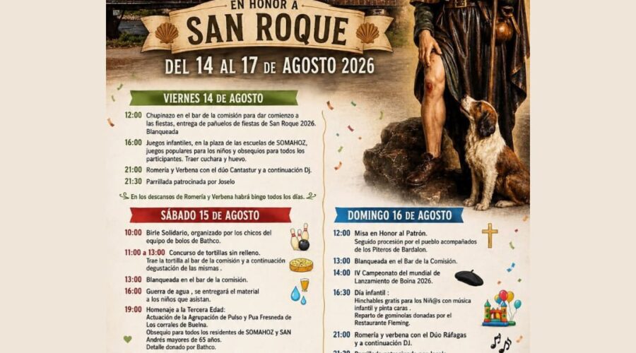 Fiestas de Somahoz en Honor a San Roque 2026 en Los Corrales de Buelna