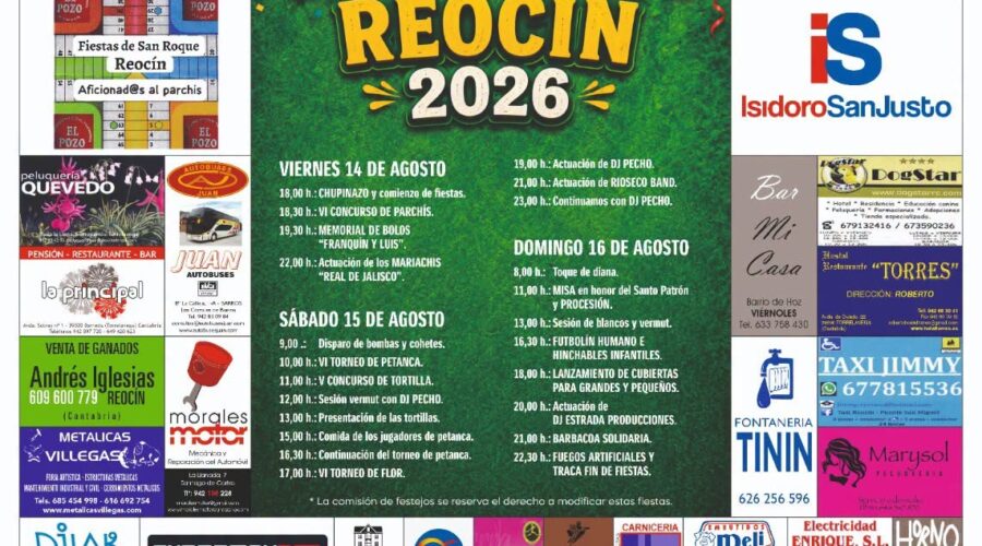 Fiestas de San Roque en Reocín 2026: Programación y Artistas