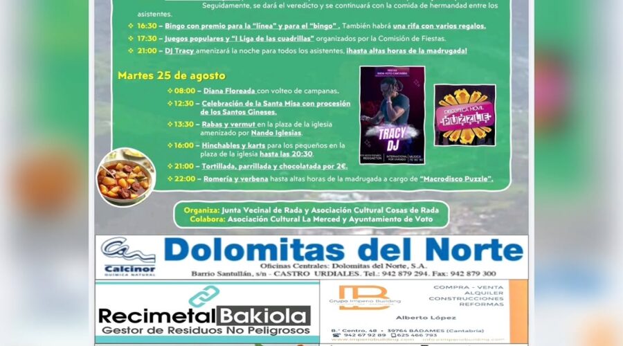 Fiestas San Ginés 2026 en Rada: Cartel y Programa