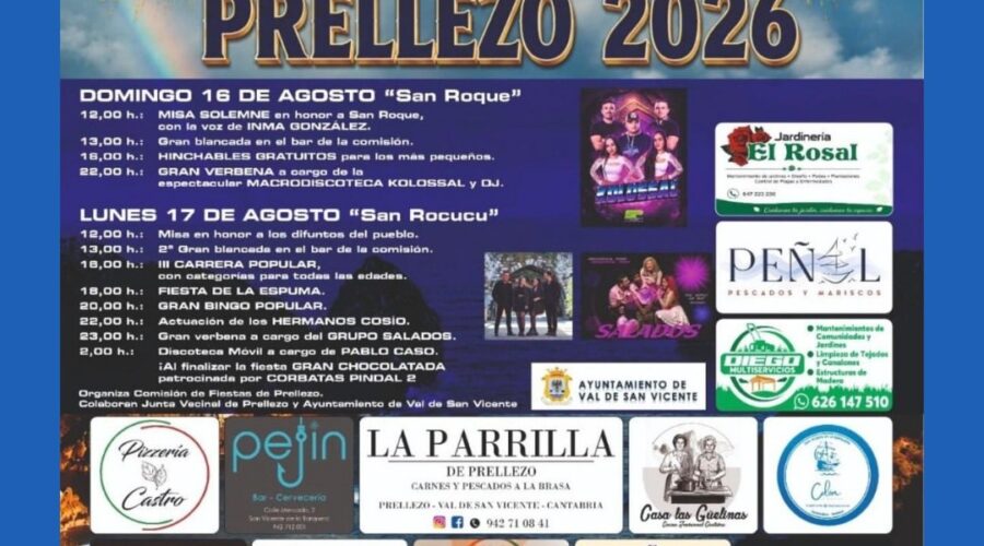 Fiestas de San Roque en Prellezo, Val de San Vicente 2026