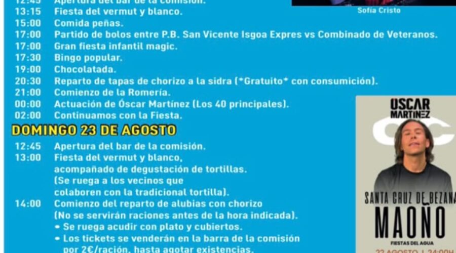 Fiestas del Agua de Maoño en Santa Cruz de Bezana 2026