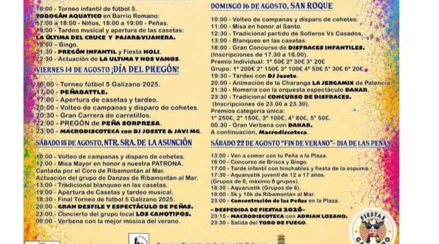 Fiestas de Galizano 2026 en Ribamontán al Mar