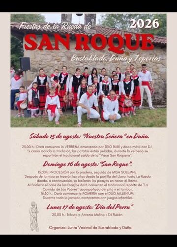 Fiestas de la Rueda de San Roque 2026 en Bustablado, Duña y Toporías
