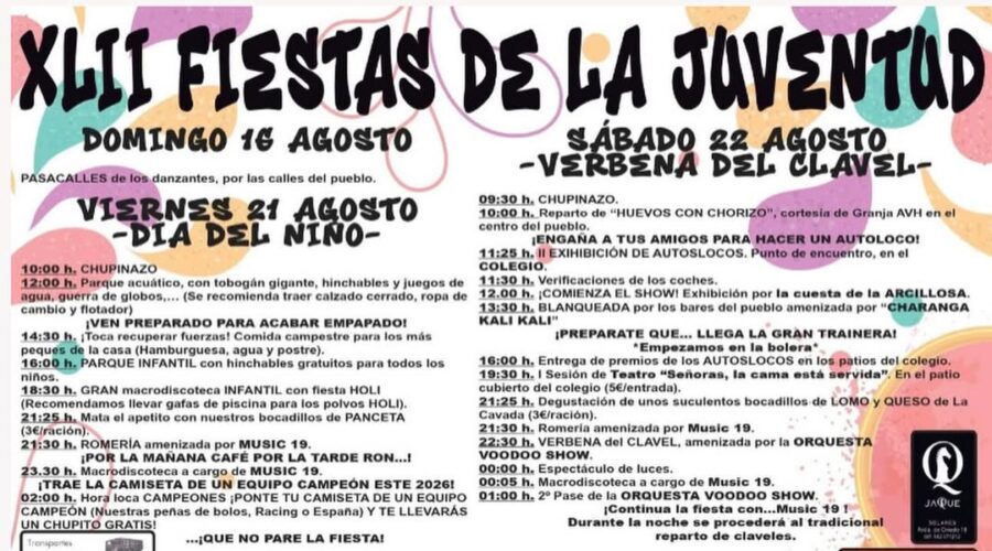 XLII Fiestas de la Juventud en La Cavada, Riotuerto 2026