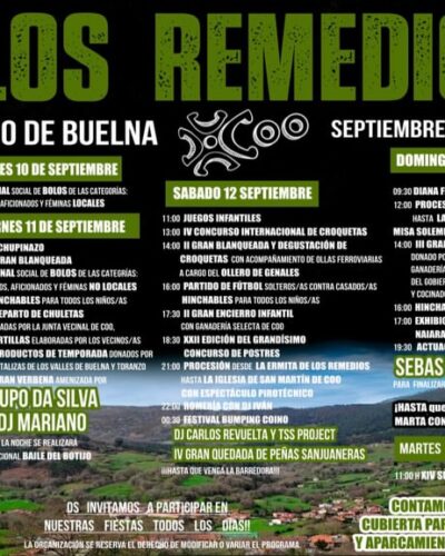 Fiestas de Los Remedios 2026 en Coo, Los Corrales de Buelna