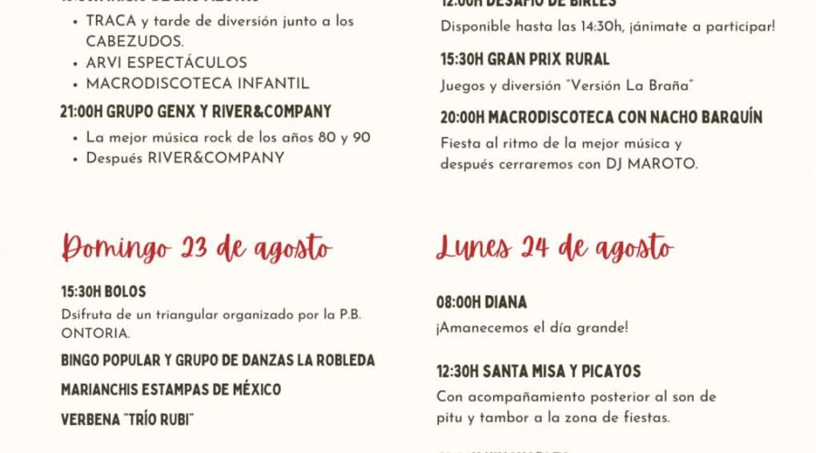 Fiestas de San Bartolomé en Ontoria 2026
