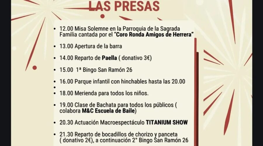 Fiestas San Ramón 2026 en Las Presas, Herrera de Camargo