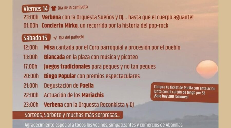 Fiestas de Nuestra Señora en Abanillas 2026