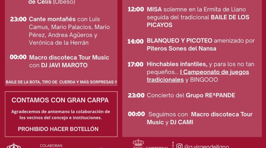 Fiestas de Nuestra Señora de Llano 2026 en Obeso