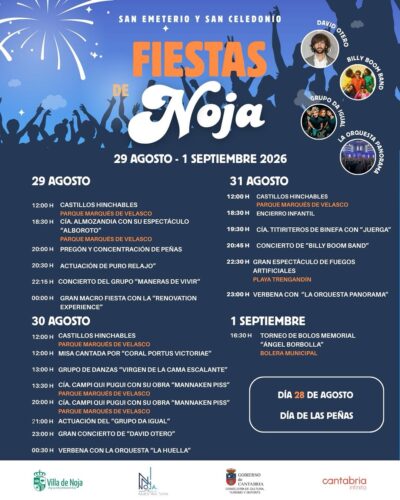 Fiestas Patronales de Noja 2026: David Otero y Billy Boom Band