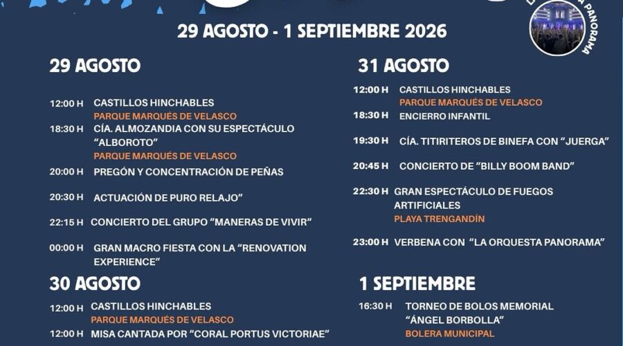 Fiestas Patronales de Noja 2026: David Otero y Billy Boom Band