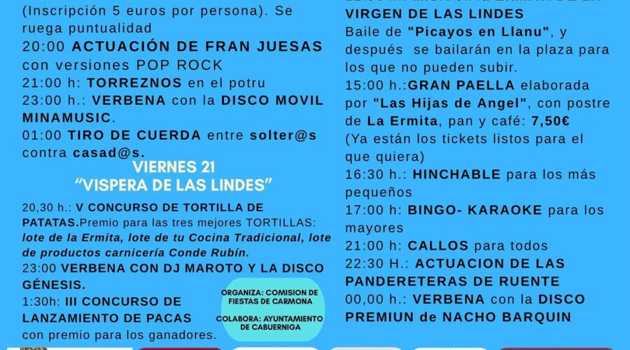 Fiestas de Carmona ’26 San Roque y Las Lindes en Cantabria