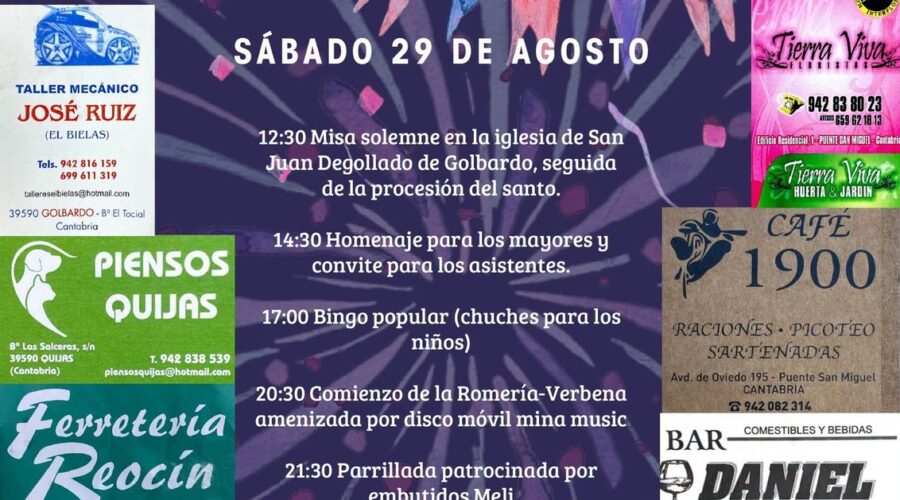 Fiestas de San Juan Degollao en Golbardo 2026