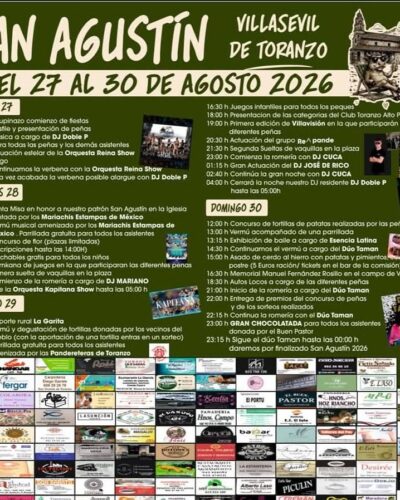 Fiestas de San Agustín 2026 en Villasevil de Toranzo