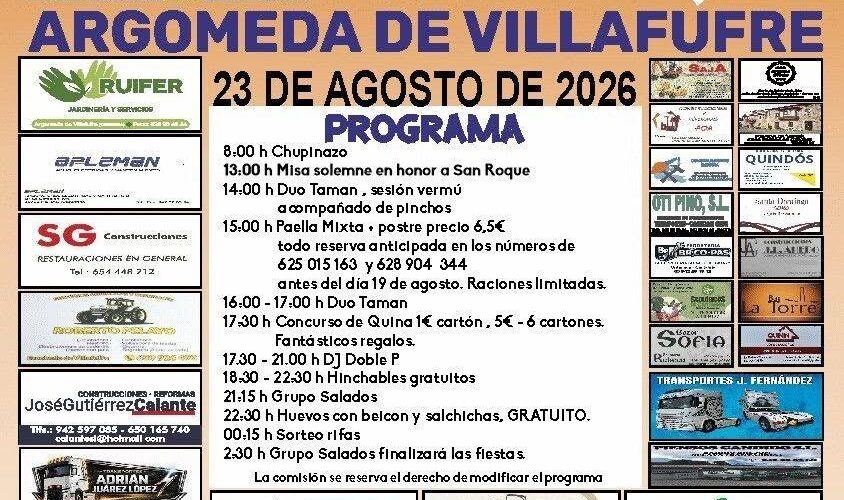 Gran Fiesta de San Roque en Villafufre, 23 de agosto 2026