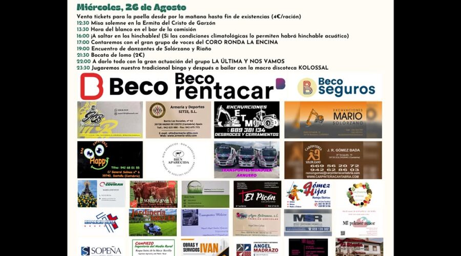 Fiestas del Cristo de Balaguer Garzón 2026 en Solórzano