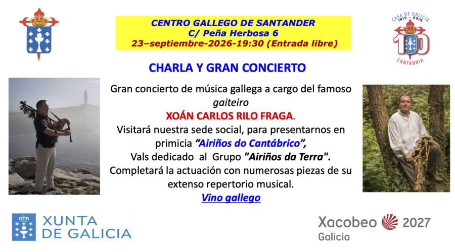 Charla y concierto de Xoán Rilo en el Centro Gallego de Santander