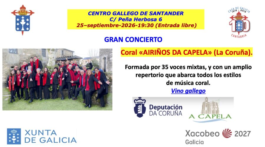 Concierto de la Coral Airiños da Capela en Centro Gallego
