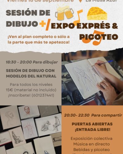 Sesión de dibujo con modelo al natural y Expo exprés