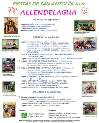 Fiestas de San Antolín 2026 en Allendelagua