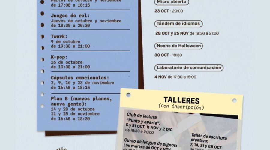 Talleres y actividades gratuitas en Espacio Joven Santander