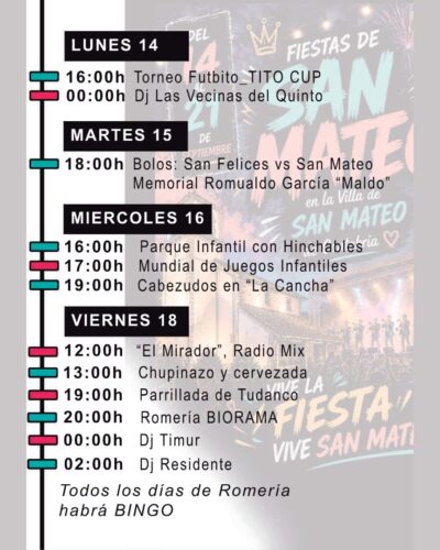 Fiestas de San Mateo en San Mateo de Cabaña 2026