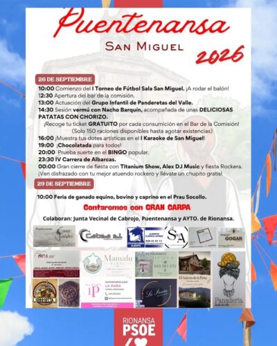 Fiestas de San Miguel 2026 en Puentenansa, Cantabria