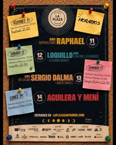 La Plaza Santander: Conciertos de Raphael, Loquillo y más en septiembre 2026