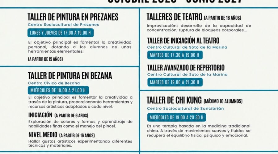 Talleres culturales en Santa Cruz de Bezana 2026-2027