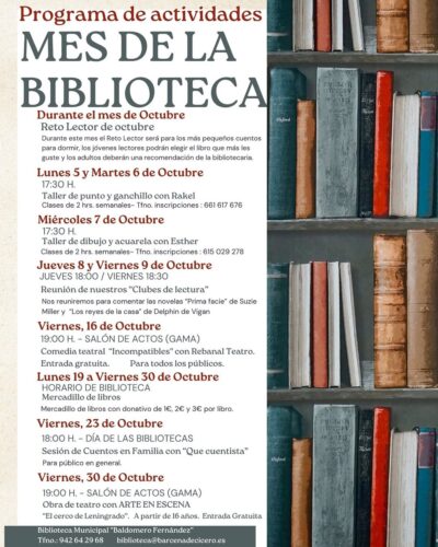 Programa de octubre en la Biblioteca de Bárcena de Cicero