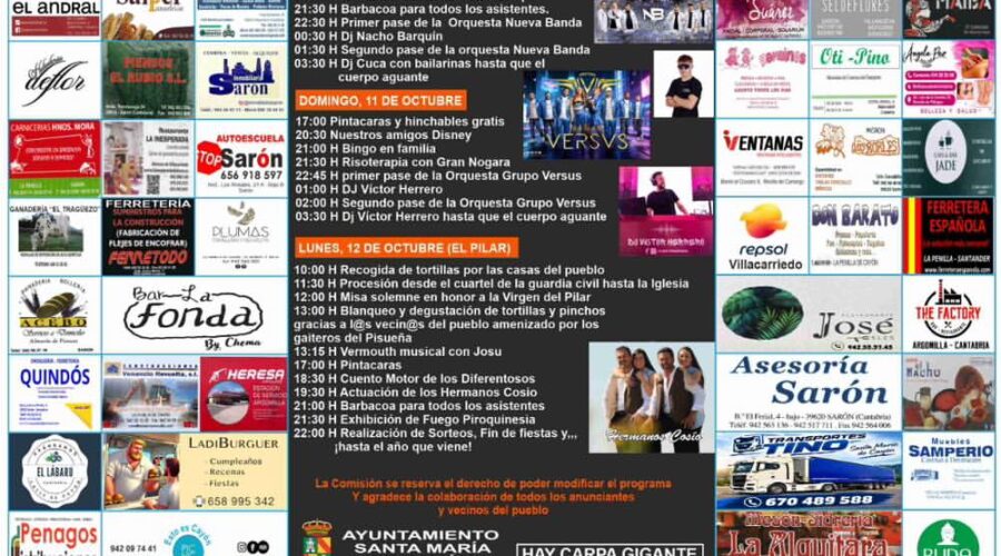 Fiestas de El Pilar 2026 en Santa María de Cayón
