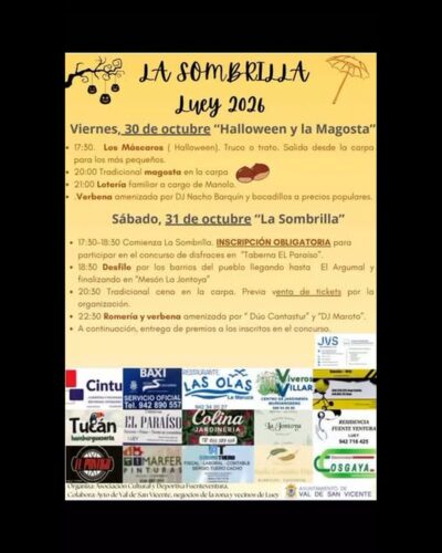 Halloween, Magosta y La Sombrilla en Luey, Cantabria 2026