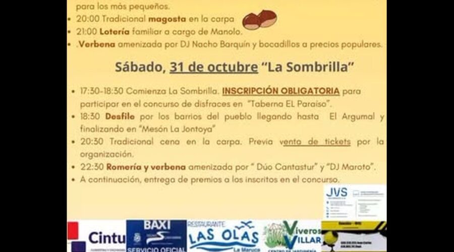 Halloween, Magosta y La Sombrilla en Luey, Cantabria 2026